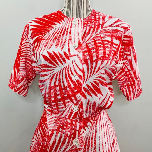 Vintage 80s Floral A-Line Midi Dress Women Size Small Button Up Pockets Femme - Picture 6 of 9